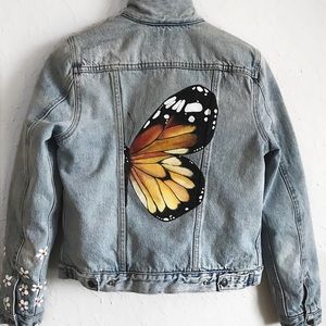 Hand painted Levi’s Shearling Lined W’s Size S